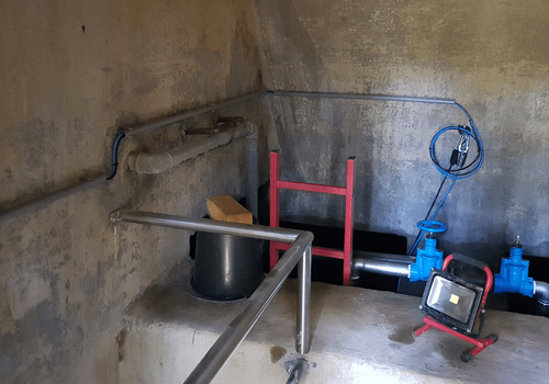 Hochbehälter der Wasserversorgung, Energieautarke Niveauüberwachung, Durchflussmessung